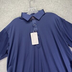 Collars & Co Dress Collar Polo Shirt Mens Large Blue Featherweight Performance